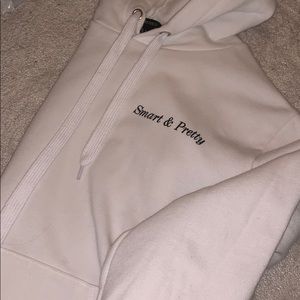 White "smart & pretty" Hoodie